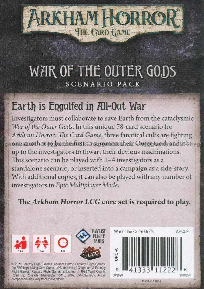 Arkham Horror LCG: War Of The Outer Gods, Espansione Gioco Di Carte, Fantasy Flight Games, Nuovo