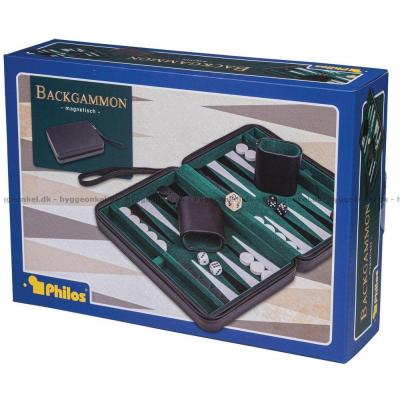 Billede af Backgammon: Sort 23 cm - Magnetisk set oppefra