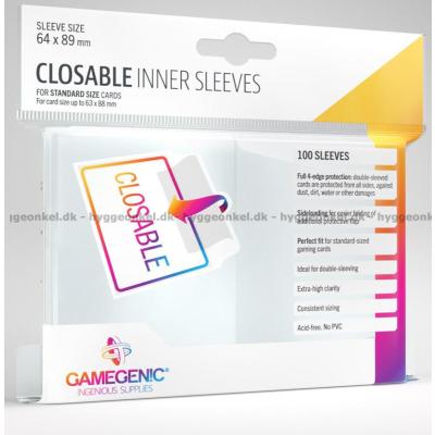 Kortlommer: Gamegenic Closable Innersleeves - 100 stk 64 x 89 mm