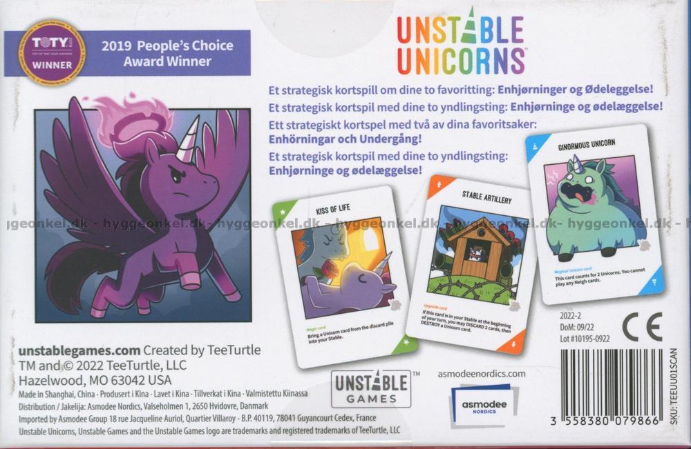 Unstable Unicorns dansk → Køb dit Unstable Unicornspil her 3558380079866