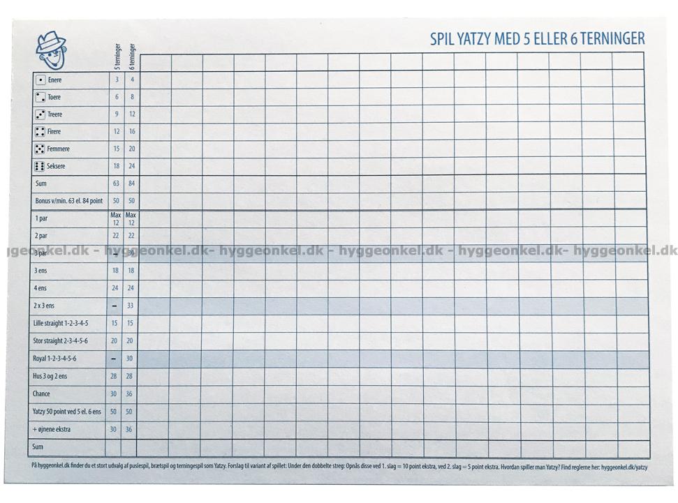 Yatzy (5 eller 6 terninger): Blokke → Køb det billigt i dag!