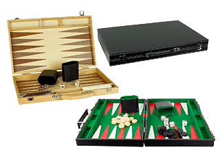 Backgammon spil i både standard, luksus og rejseudgaver